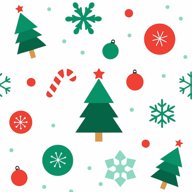 Patrón sin costuras con árboles de Navidad Regalos y bolos Ilustración vectorial