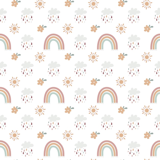 Patrón sin costuras de arco iris de bebé boho Fondo de arco iris de color boho para su proyecto