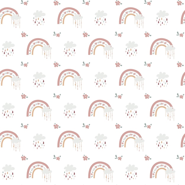 Patrón sin costuras de arco iris de bebé boho Fondo de arco iris de color boho para su proyecto
