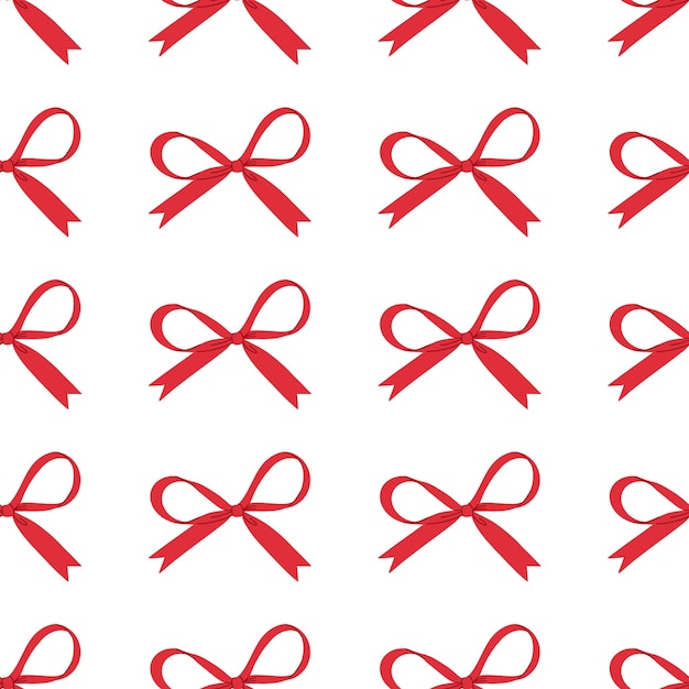 Patrón sin costuras con arcos rojos cintas de regalo de Navidad Diseño femenino lindo Valentines de Navidad