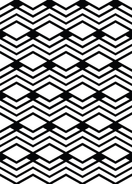 Patrón sin costuras de arte geométrico monocromo, mosaico vectorial de fondo entretejido en blanco y negro. Telón de fondo artificial ilusorio simétrico.