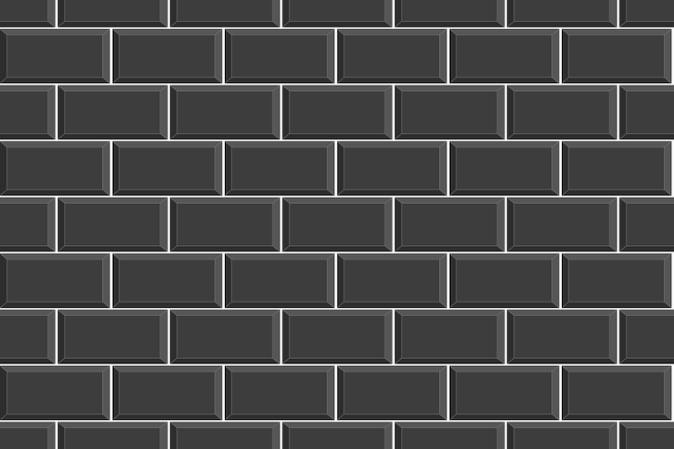 Vector patrón sin costuras de azulejo de metro negro decoración de pared o piso de baño de textura de salpicadero de cocina
