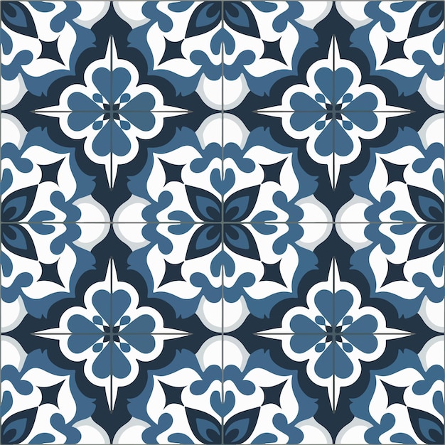 Un patrón sin costuras de azulejos coloridos con un diseño de flores