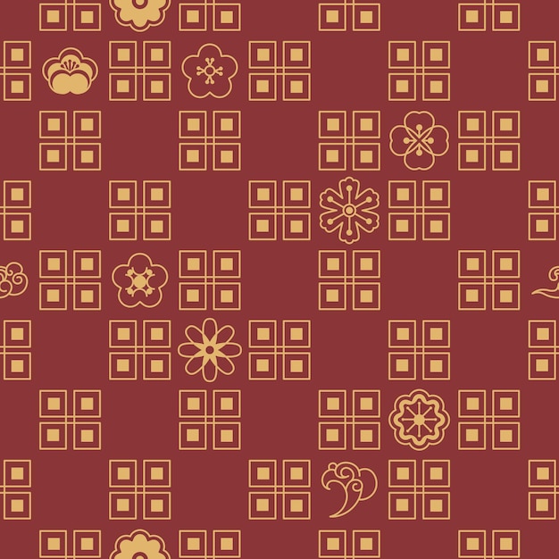 Patrón sin costuras de azulejos florales simétricos