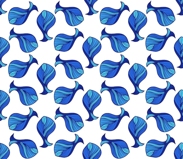 Patrón sin costuras de ballena Patrón de pez azul Patrón de pez Doodle Fondo de ballena Doodle Patrón de ballena marina Diseño de ballena vectorial para envoltura web papel tapiz volante textil