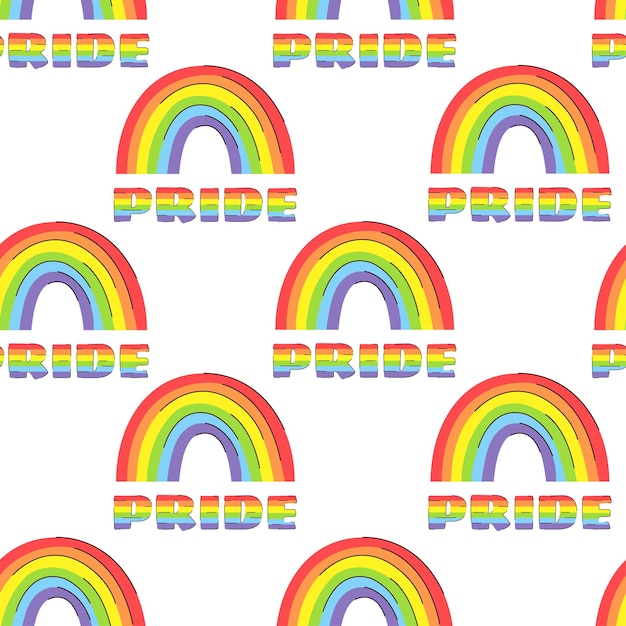 Patrón sin costuras Bandera LGBT arco iris Día LGBT Junio Mes del Orgullo Lesbianas gay transgénero Ilustración vectorial en estilo de garabato plano Para tarjetas carteles pancartas