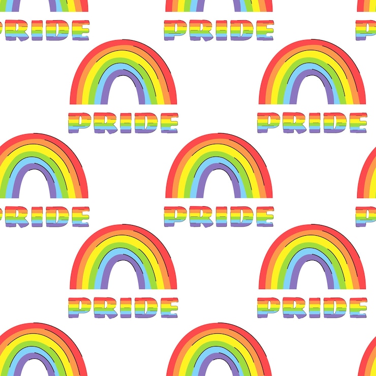 Vector patrón sin costuras bandera lgbt arco iris día lgbt junio mes del orgullo lesbianas gay transgénero ilustración vectorial en estilo de garabato plano para tarjetas carteles pancartas