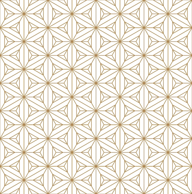 Patrón sin costuras basado en adornos japoneses Kumiko. Líneas de color dorado.