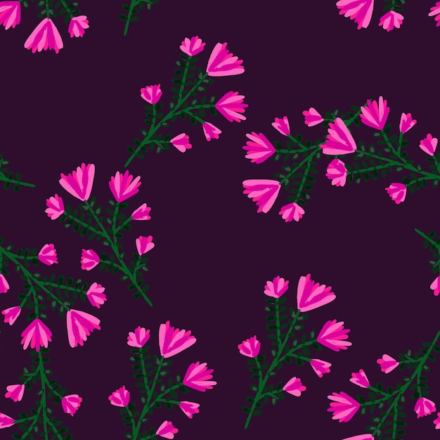 Patrón sin costuras a base de hierbas dibujadas a mano Fondo orgánico a mano alzada Fondo de pantalla sin fin de flores decorativas del bosque