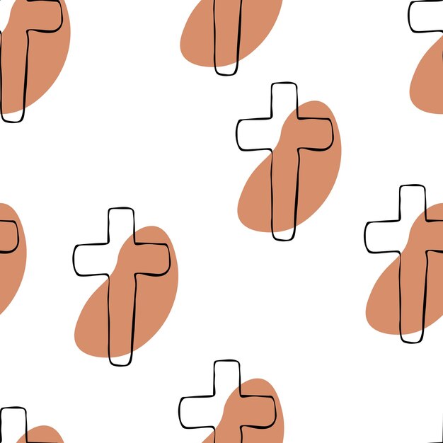 Patrón sin costuras Bautismo Doodle Cruz ortodoxa Catolicismo Cristianismo