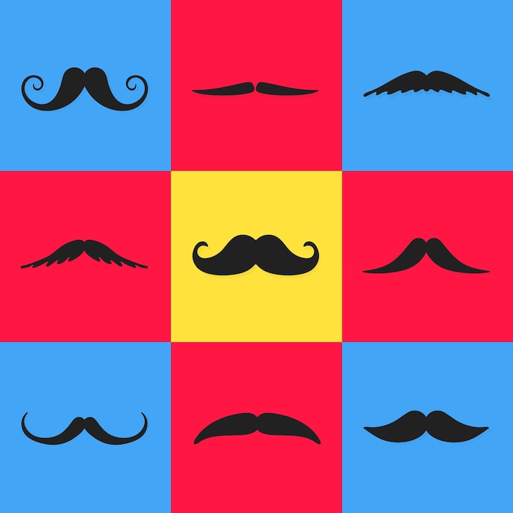 Vector patrón sin costuras con bigotes estilo plano diseño vector ilustración bigotes negros