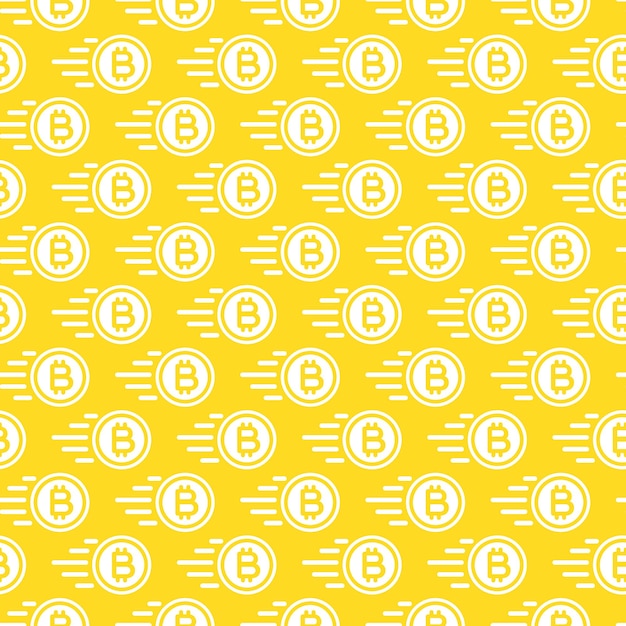 Patrón sin costuras de Bitcoin que consiste en dinero volador estilo plano de color blanco para compañía financiera, criptomoneda, pago, inversión, banco, intercambio de dinero, etc. Ilustración vectorial