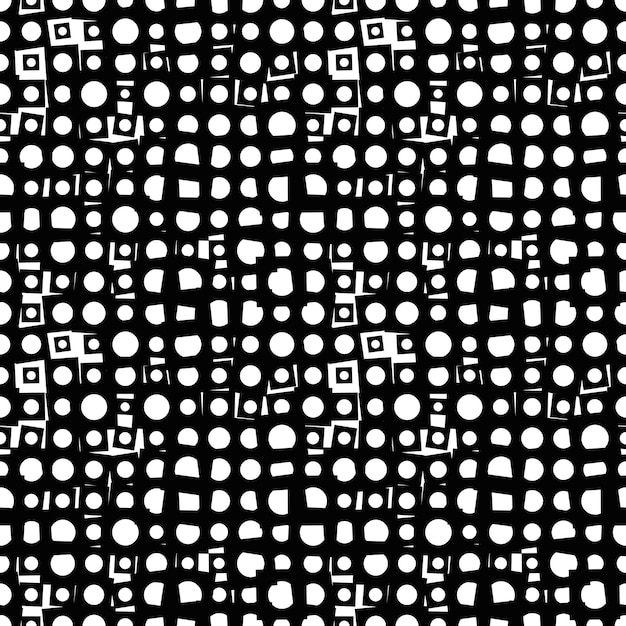 Patrón sin costuras en blanco y negro con cuadrados de medio tono grunge, puntos. Textura punteada. Semitono