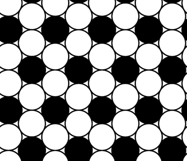 Patrón sin costuras en blanco y negro con fondo de formas de círculos Textura repetitiva vectorial