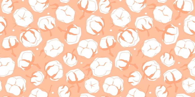 Patrón sin costuras con bolas de algodón abstracto Impresión suave y delicada en tonos de melocotón de moda Vector