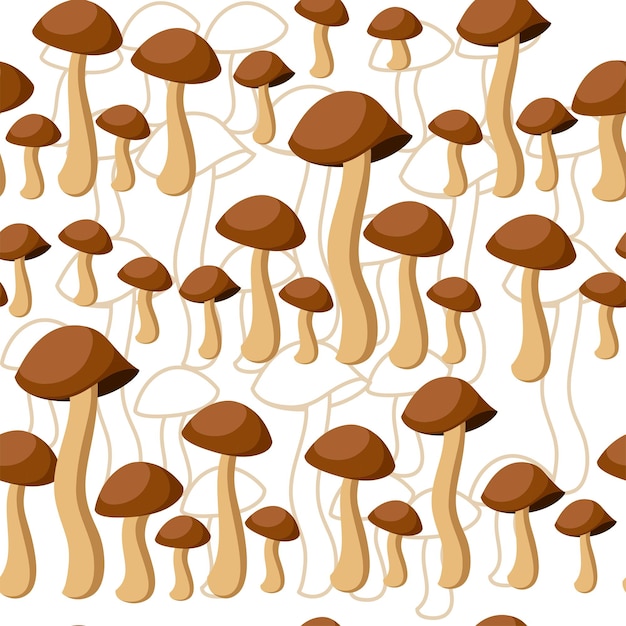 Patrón sin costuras de boletus edulis ilustración vectorial plana sobre fondo blanco