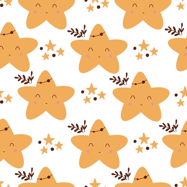 Vector patrón sin costuras con bonitas estrellas en estilo boho ilustración vectorial para guardería y decoración textil