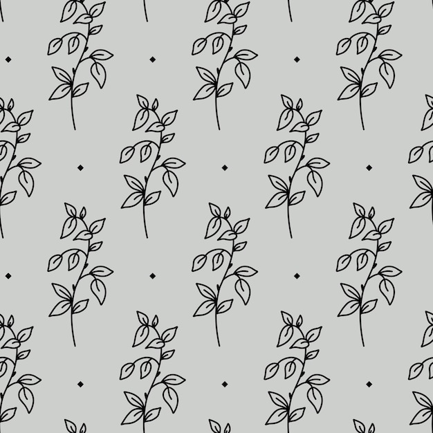 Patrón sin costuras botánico minimalista Ilustración vectorizada dibujada a mano en estilo doodle