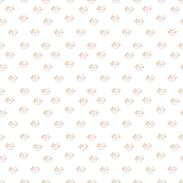 Patrón sin costuras con un bozal de gato lindo Ilustración de vector de color Doodle
