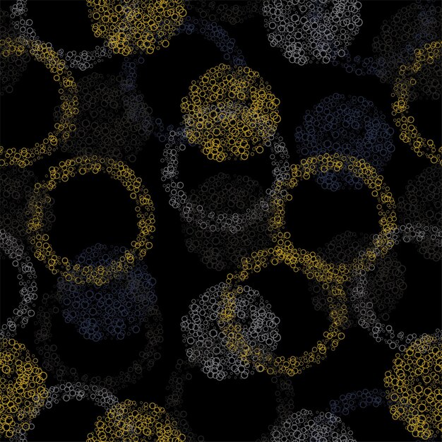 Patrón sin costuras brillante con puntos de acuarela de textura multicolor sobre fondo negro