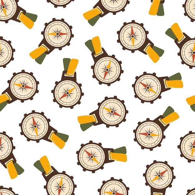Patrón sin costuras con brújulas Ilustración vectorial de una brújula con flechas y otras marcas