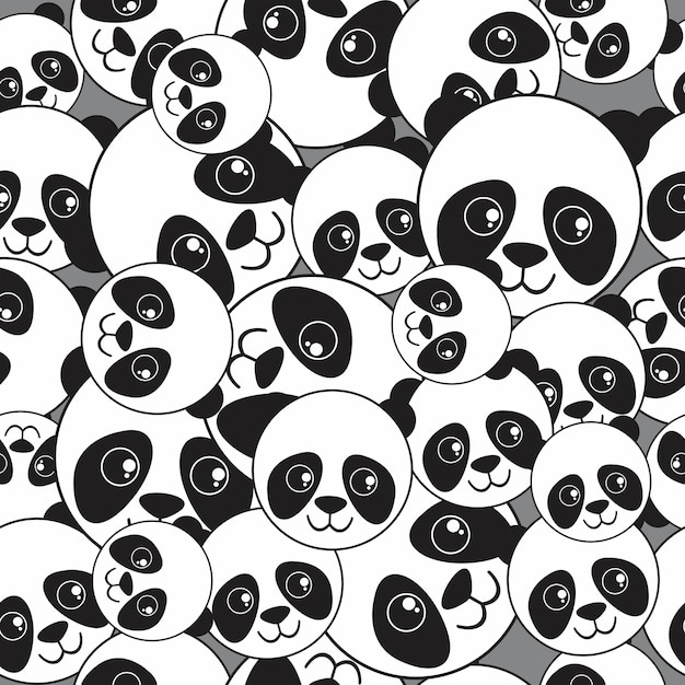 patrón sin costuras cabeza de panda