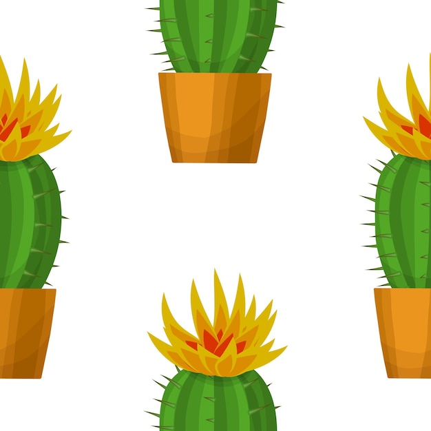 Patrón sin costuras de cactus vectoriales