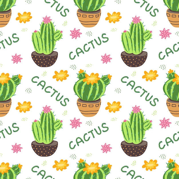 Patrón sin costuras de cactus vectoriales
