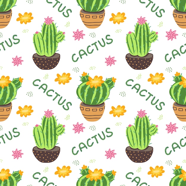 Patrón sin costuras de cactus vectoriales