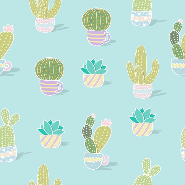 patrón sin costuras de cactus