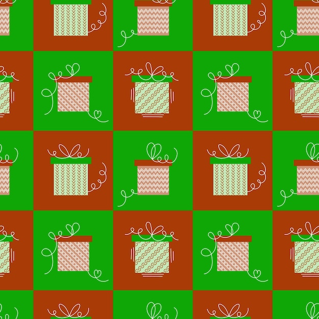 Patrón sin costuras de cajas de regalos Ilustración vectorial plana