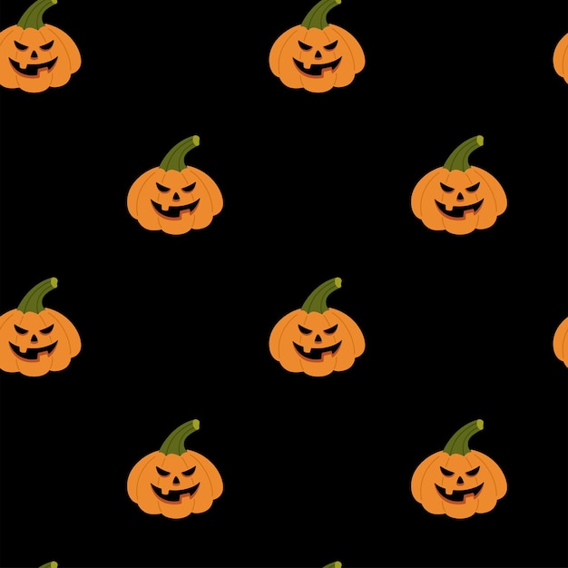 Patrón sin costuras con calabaza Ilustración vectorial de la calabaza de Halloween Ilustración infantil estilo dibujos animados