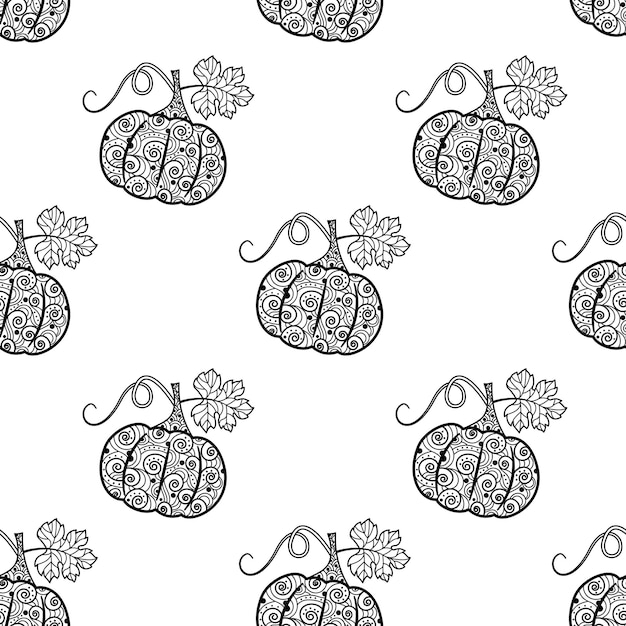 Patrón sin costuras con calabazas Fondo aislado con calabazas con un hermoso adorno