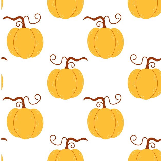 Patrón sin costuras con calabazas sobre fondo blanco Fondo de otoño Impresión botánica