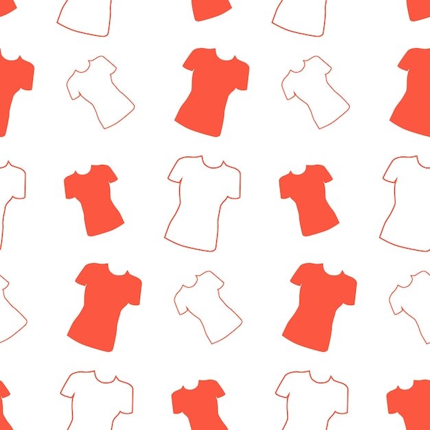 Patrón sin costuras de camiseta de manga corta de contorno en tonos naranjas brillantes de moda Textura repetitiva