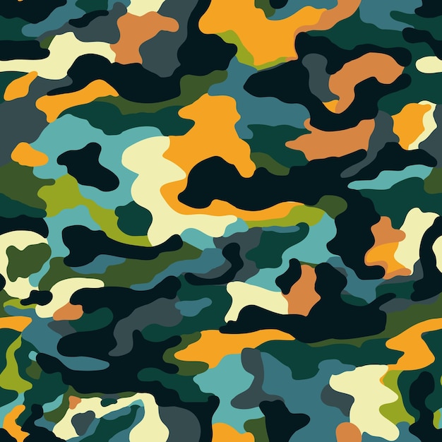 Patrón sin costuras de camuflaje de color verde abstracto Fondo de pantalla sin fin de camuflaje militar Diseño creativo para cubierta de envoltura de impresión textil de tela Ilustración vectorial