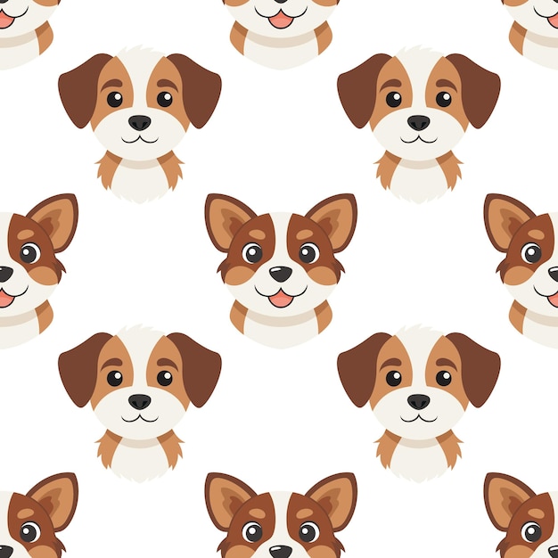 El patrón sin costuras de las caras de los perros de dibujos animados
