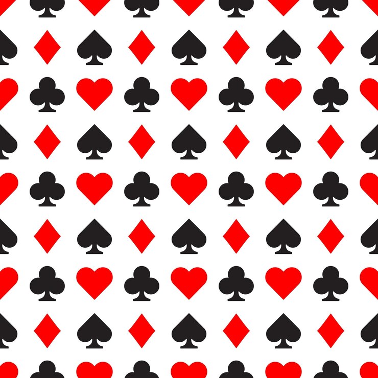 Vector patrón sin costuras de cartas de juego rojas y negras