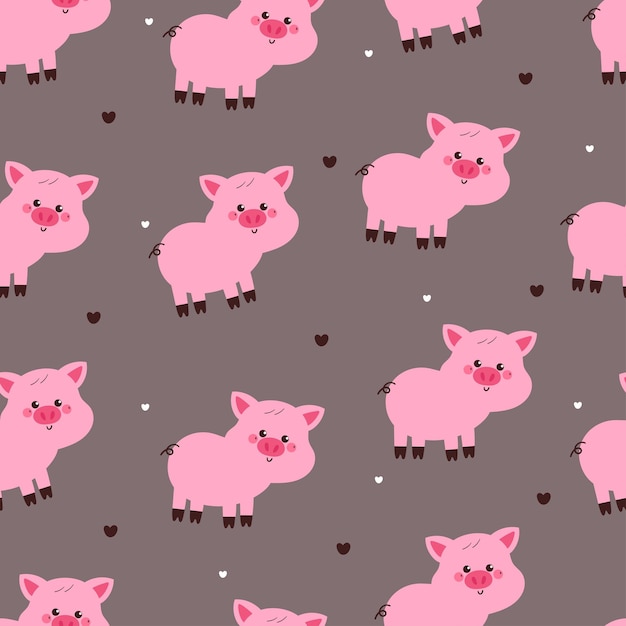 patrón sin costuras cerdo de dibujos animados lindo dibujo de animal lindo para fondo de papel tapiz patrón