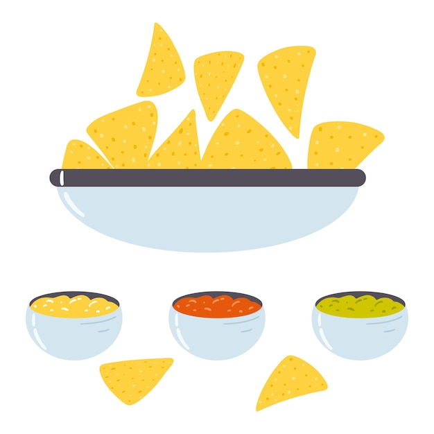 Patrón sin costuras con chips de tortilla en estilo plano de dibujos animados Fondo de vector dibujado a mano con nachos tortillas comida mexicana