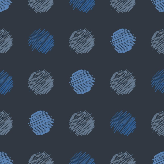Patrón sin costuras con círculo de frotis de garabatos dibujados a mano. Textura grunge abstracta. ilustración vectorial