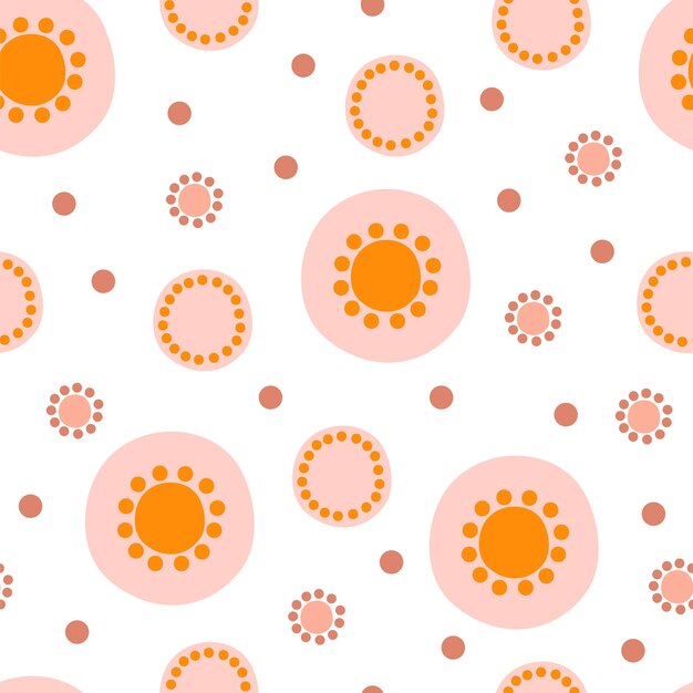 Patrón sin costuras con círculos abstractos naranjas y rosas en colores pastel ilustración minimalista en estilo plano para papel tapiz de tela y textiles vector