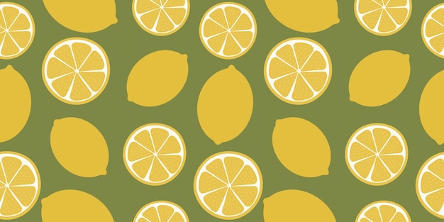 Patrón sin costuras de cítricos frescos mitades de limones en rodajas y limones enteros