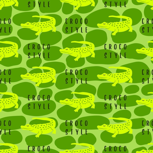 Patrón sin costuras de cocodrilo abstracto plantilla de impresión de tela simple vectorial con animal de cocodril dibujado