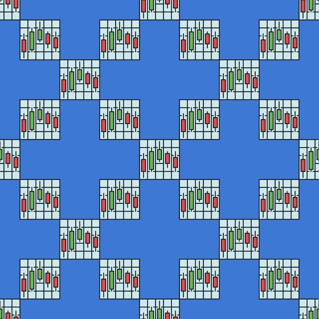 Patrón sin costuras de color en el gráfico vectorial de acciones o criptomonedas