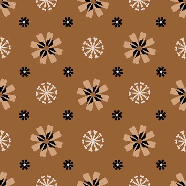 Patrón sin costuras con colores beige sobre un fondo marrón