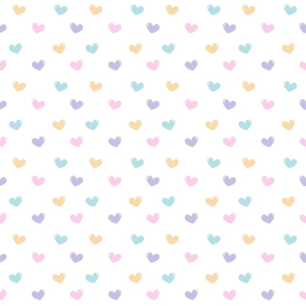 Patrón sin costuras colorido de corazones sobre fondo blanco Lindo diseño para la decoración de scrapbooking