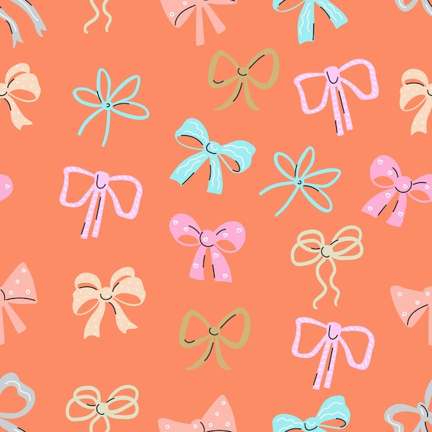 Patrón sin costuras colorido de diferentes arcos en un fondo de coral brillante estilo plano vectorial
