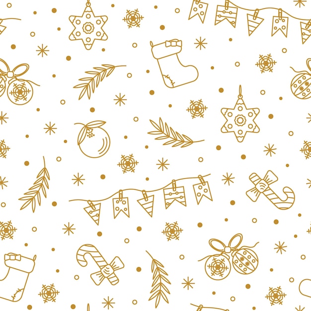 Patrón sin costuras colorido de Navidad con decoración de Año Nuevo
