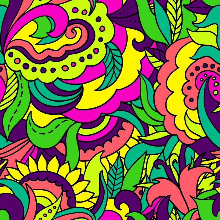 Vector patrón sin costuras con coloridos elementos abstractos y florales
